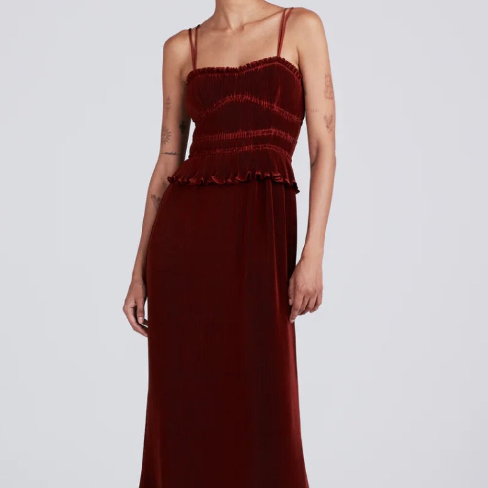 Derek Lam - Brisha Pleated Cami Dress - Terracotta - brand new Size 10